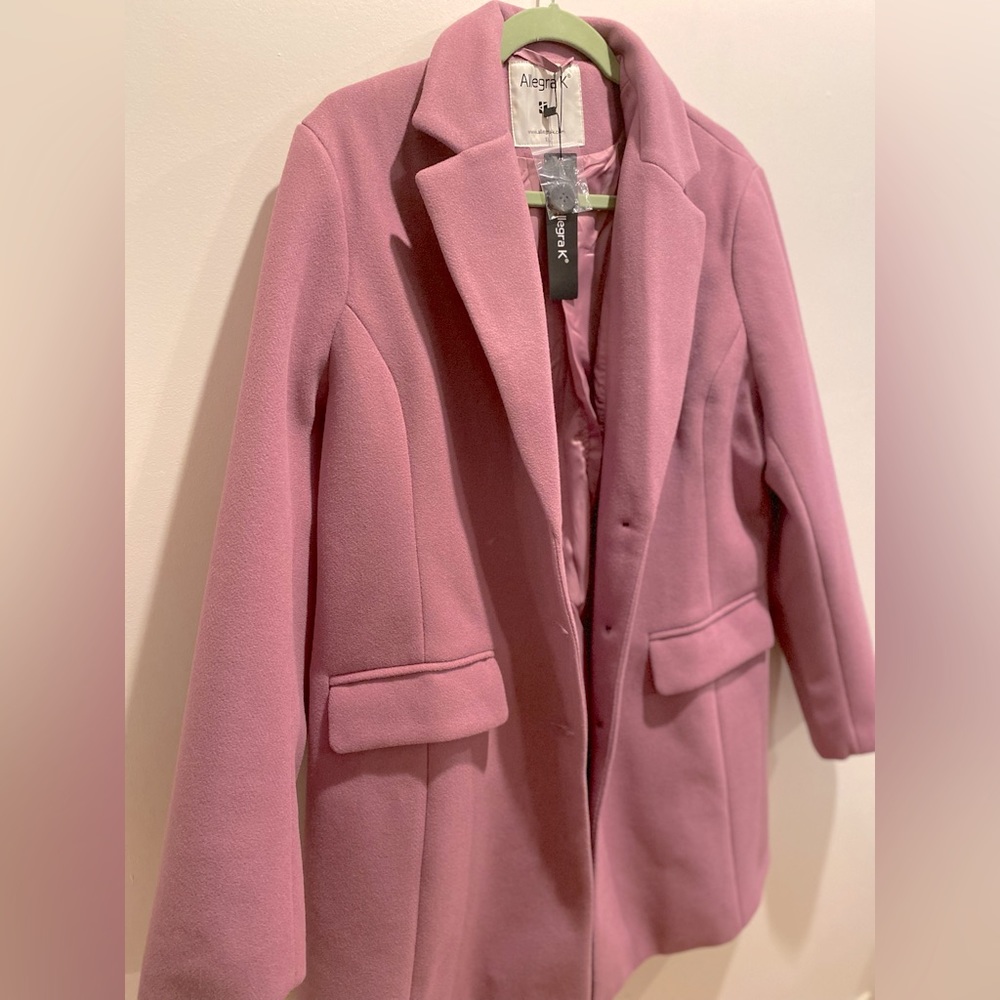 Allegra K, Size XL, Pink, Notched Lapel Single Breasted Coat - NWT - Picture 3 of 15
